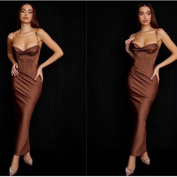 House of CB Dresses & Skirts - House of CB Charmaine chocolate corset maxi dress